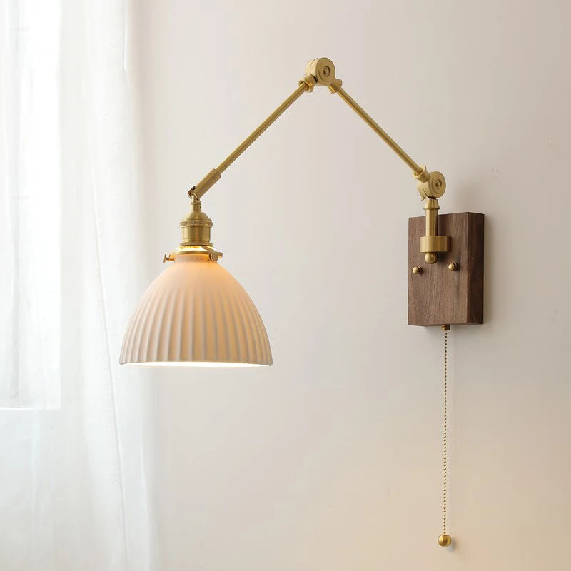 Vaxreen Nordic Copper Ceramic LED Bedside Wall Light Adjustable Switch E27