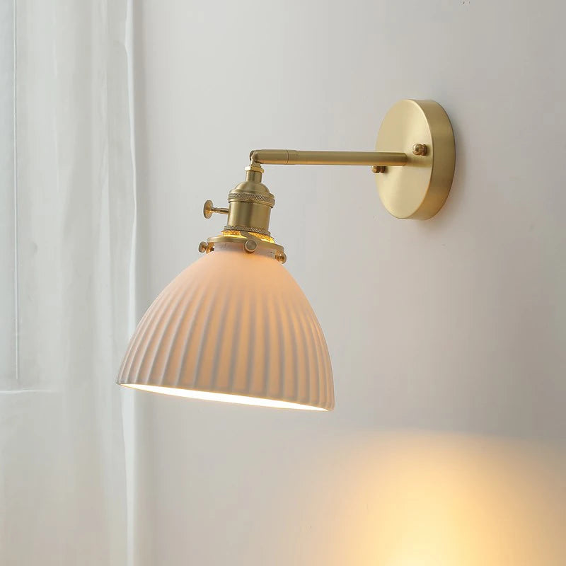 Vaxreen Nordic Copper Ceramic LED Bedside Wall Light Adjustable Switch E27