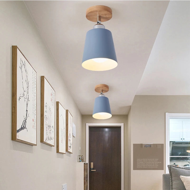 Vaxreen Macaron LED Wood Ceiling Light, Rotatable Modern Industrial Lamp
