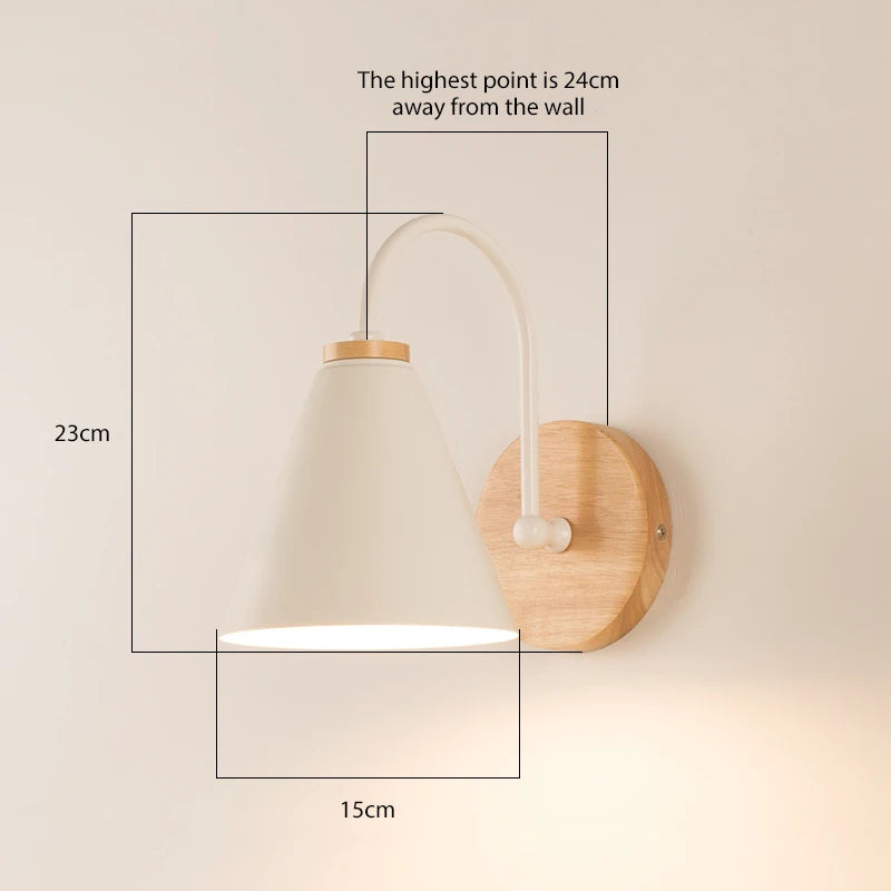Vaxreen Wooden Wall Light Bedside Sconce Modern Nordic Macaroon Lamp
