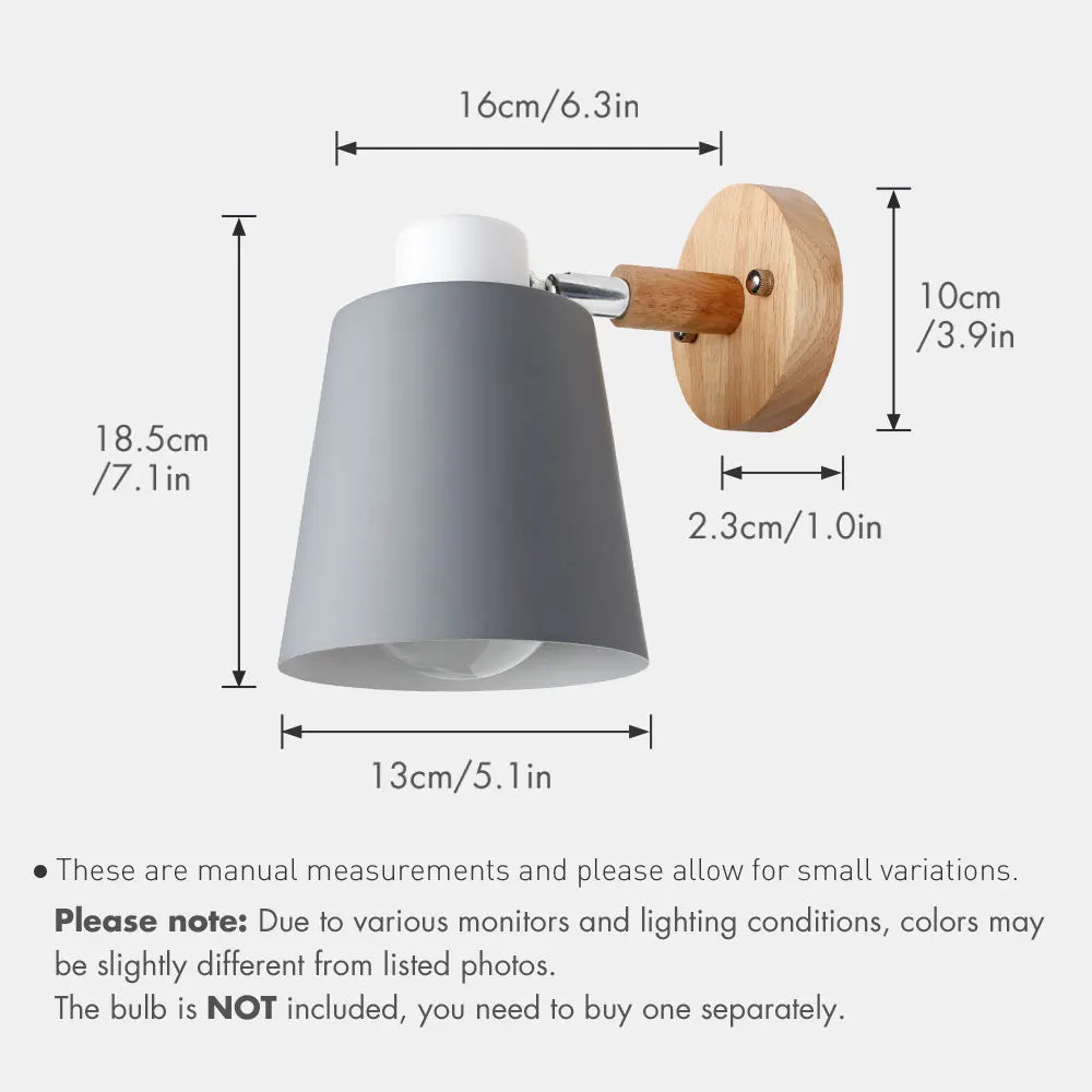 Modern Nordic Bedside Wall Light in 6 Colors with Switch, Vaxreen Brand