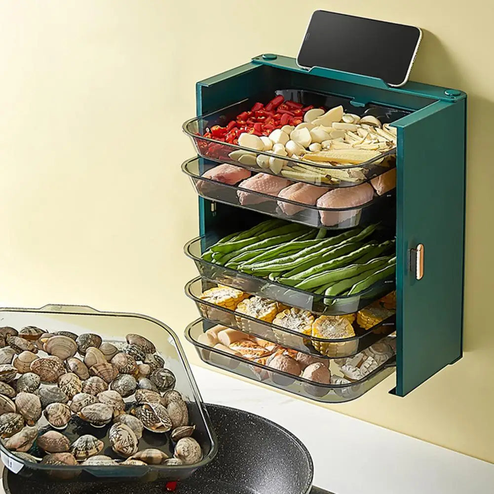 Vaxreen 6-Layer Plate Organizer Wall Mount Racks Kitchen Storage Tray