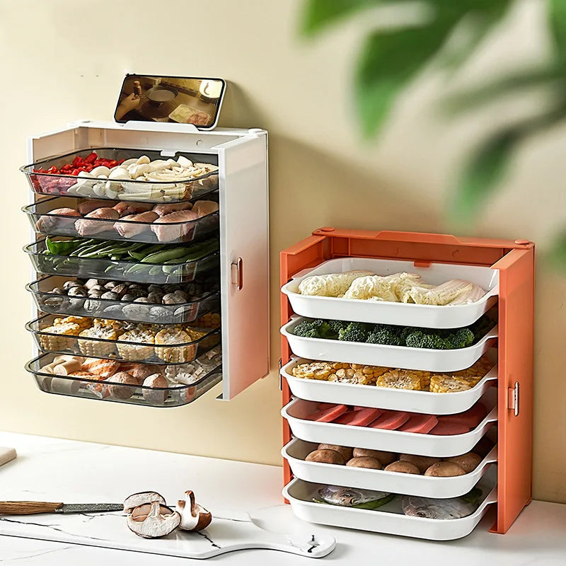 Vaxreen 6-Layer Plate Organizer Wall Mount Racks Kitchen Storage Tray