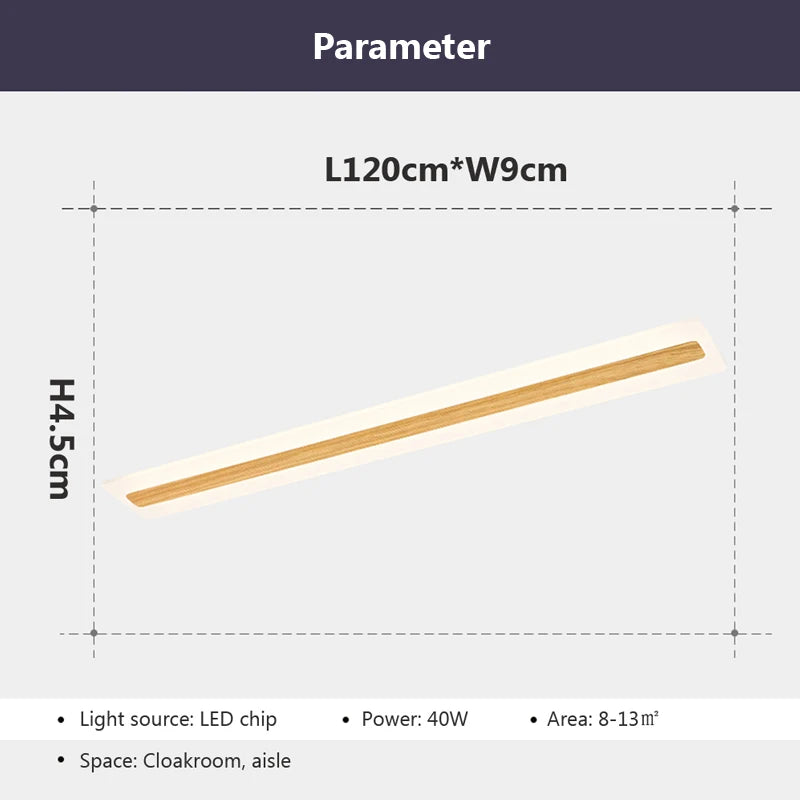 Vaxreen Wooden Strip LED Ceiling Light for Entryway Bedroom Corridor Minimalist Decor