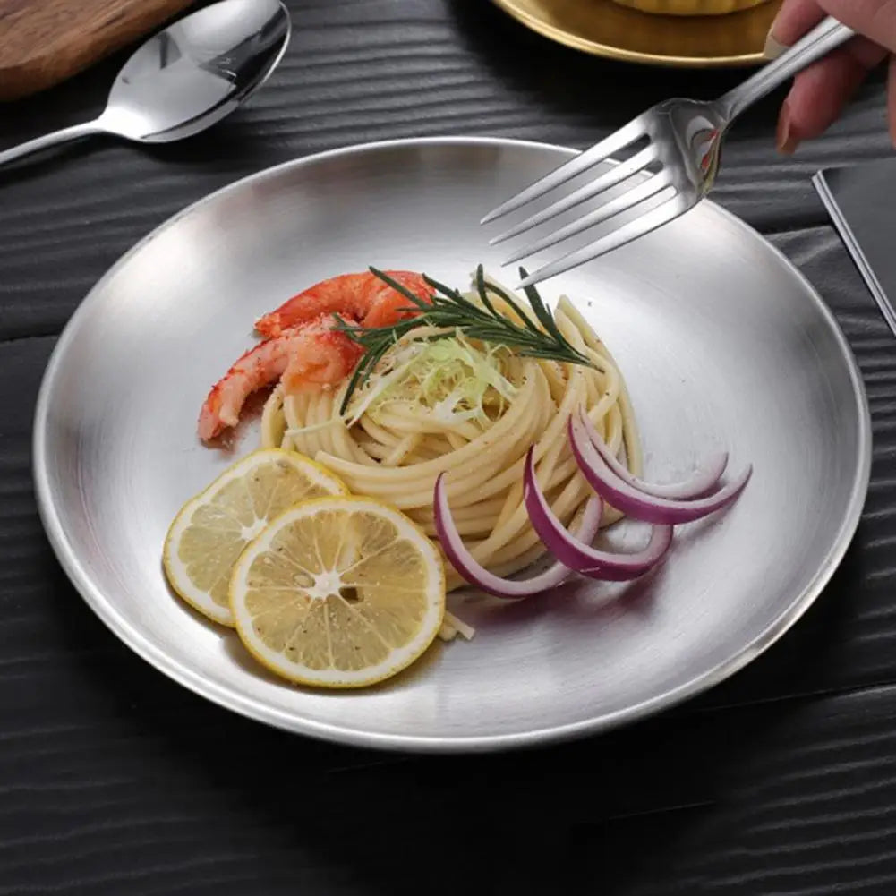 Vaxreen Stainless Steel Dinner Plates Set for Home Kitchen BBQ Tableware