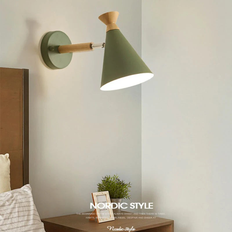 Vaxreen Nordic Wood Wall Lamp Bedside Light for Bedroom Living Room E27