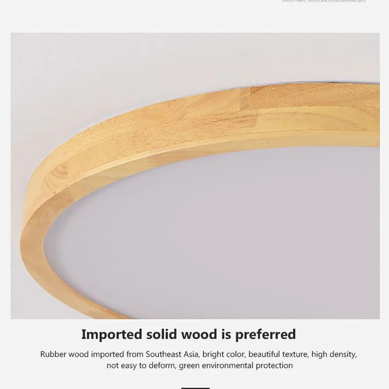Vaxreen Nordic Wooden Ceiling Light Ultra-thin Modern Acrylic Lampshade for Living Room Bedroom
