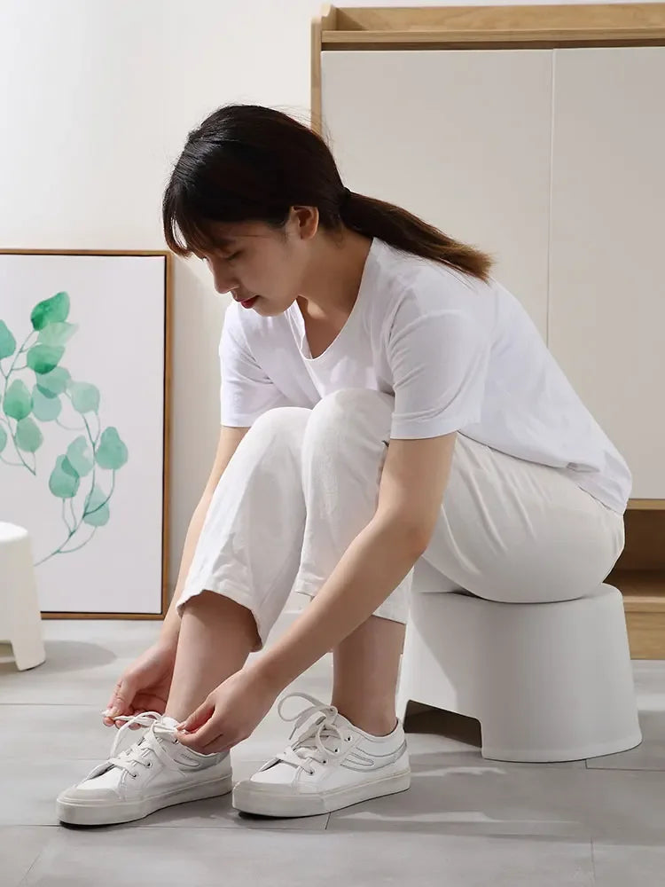 Vaxreen Plastic Small Stool Thick Portable Bathroom Small Bench Round