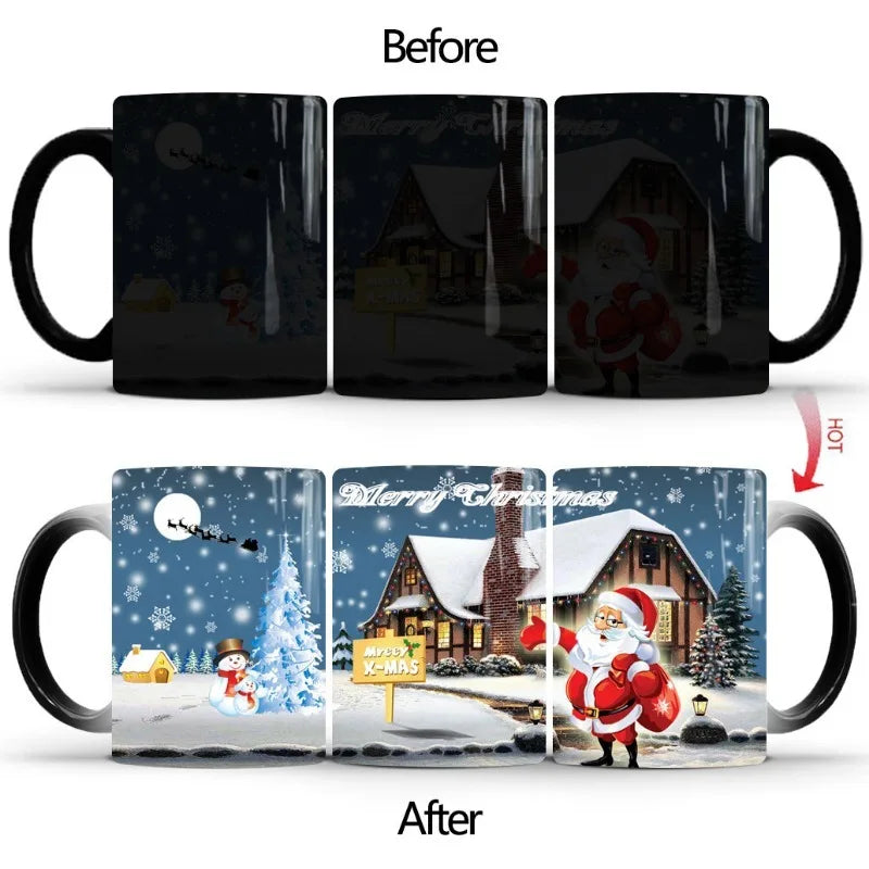 Vaxreen 400ml Color Changing Ceramic Mug - Christmas Animal Cartoon Design