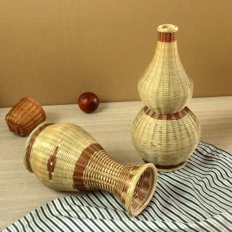 Bamboo Woven Vase by Vaxreen: Retro Style Minimalist Home Decor & Flower Arrangement