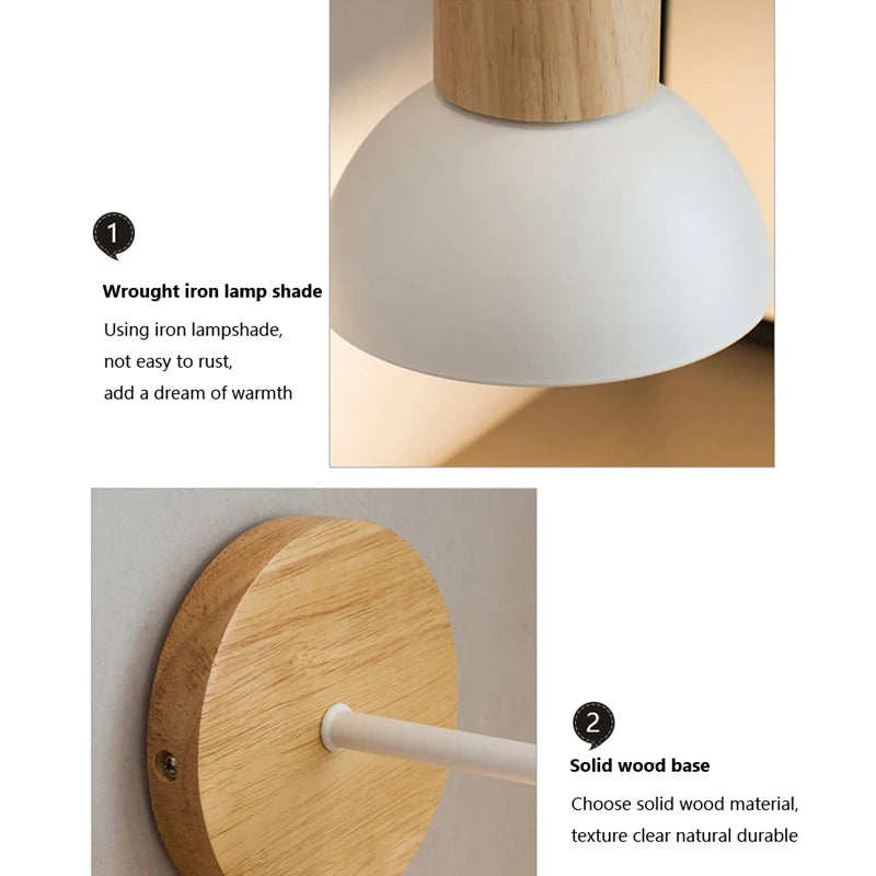 Vaxreen Wooden LED Wall Sconce with Bulb, Modern Nordic Design for Home Lighting