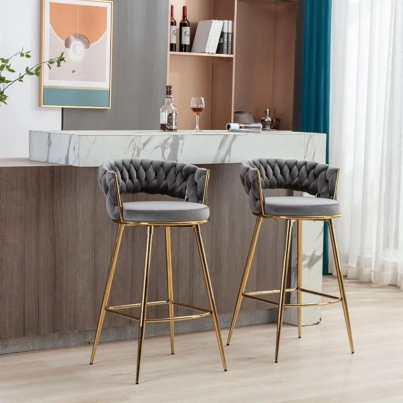 Vaxreen Velvet Swivel Barstools Set of 2, Adjustable Height, Modern Upholstered Design
