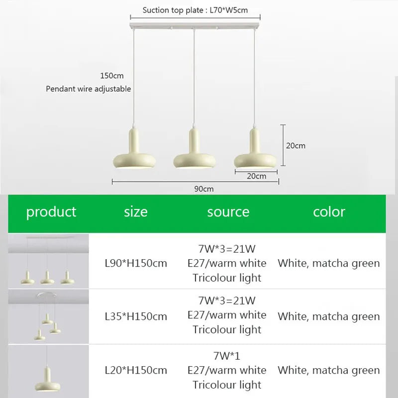Vaxreen White Pendant Lights Nordic Minimalist Dining Bar Table Lamp