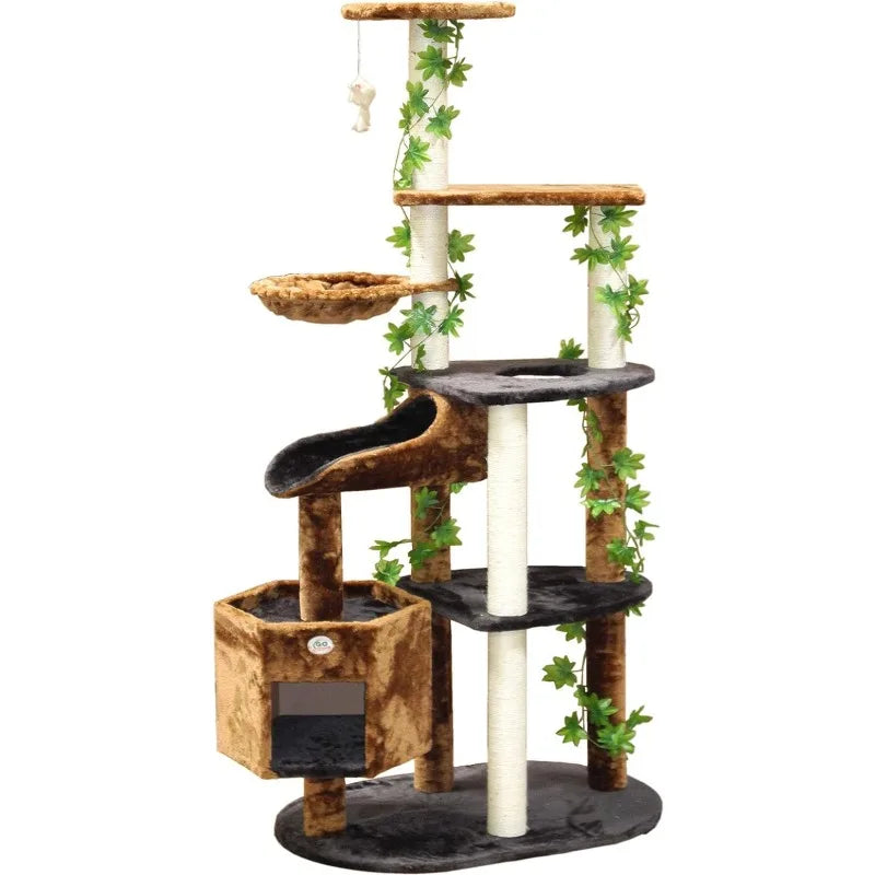 Vaxreen Arch Top Luxury Cat Tree Condo with Spinning Poles and Tunnel
