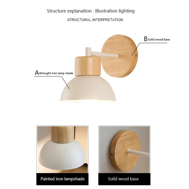 Vaxreen Wooden LED Wall Sconce with Bulb, Modern Nordic Design for Home Lighting