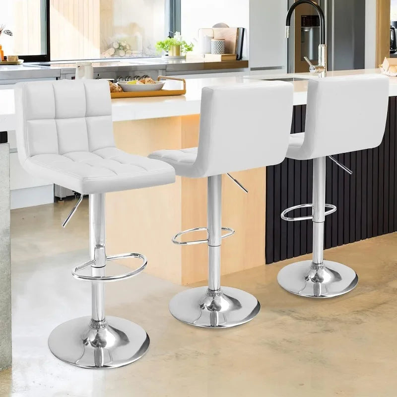 Vaxreen Modern PU Leather Swivel Barstools Hydraulic Armless Kitchen Counter Chairs