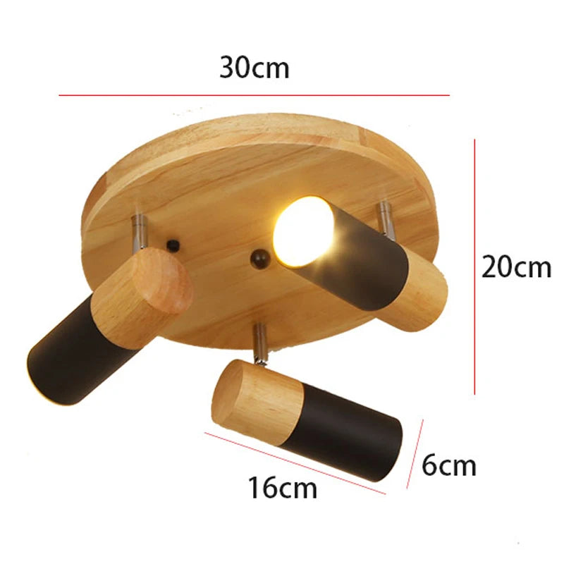 Vaxreen Modern Nordic Wooden Ceiling Lamp | LED Spotlight for Bedroom, Dining Room