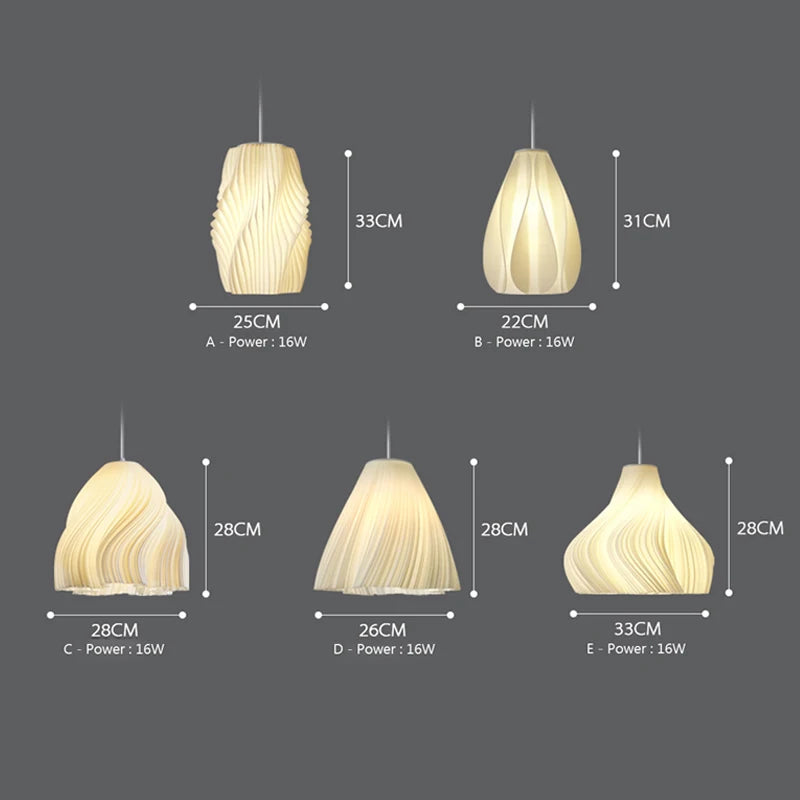 Vaxreen Nordic Pendant Lights with 3D Printing and 3 Colors Bulb