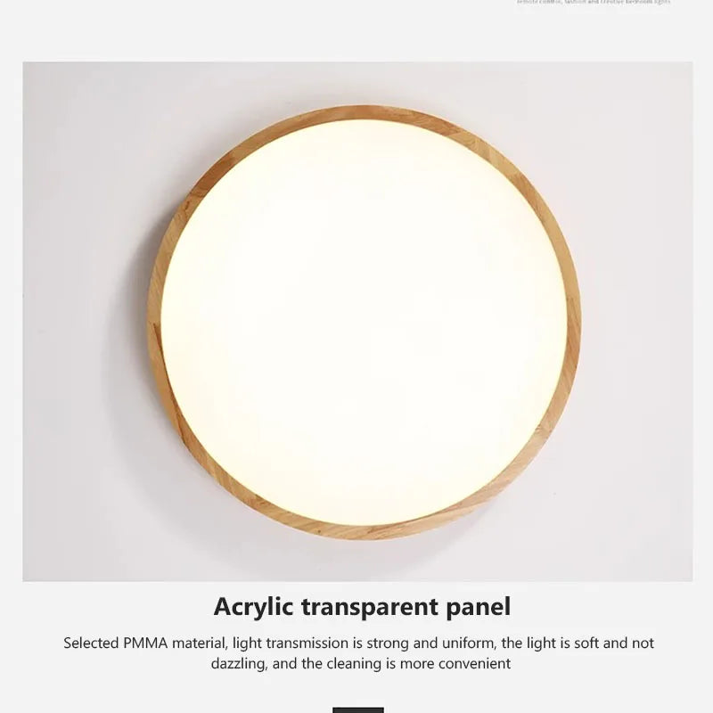 Vaxreen Nordic Wooden Ceiling Light Ultra-thin Modern Acrylic Lampshade for Living Room Bedroom