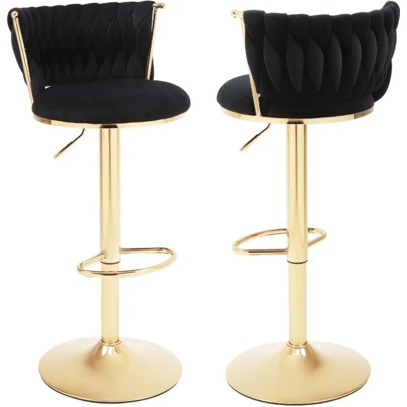 Vaxreen Modern Gold Swivel Barstools Set of 2, Adjustable Height with Backs