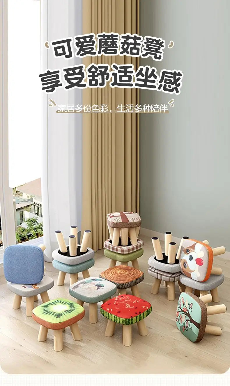 Vaxreen Solid Wood Mushroom Stool - Cute, Creative & Comfortable Sitting Bench