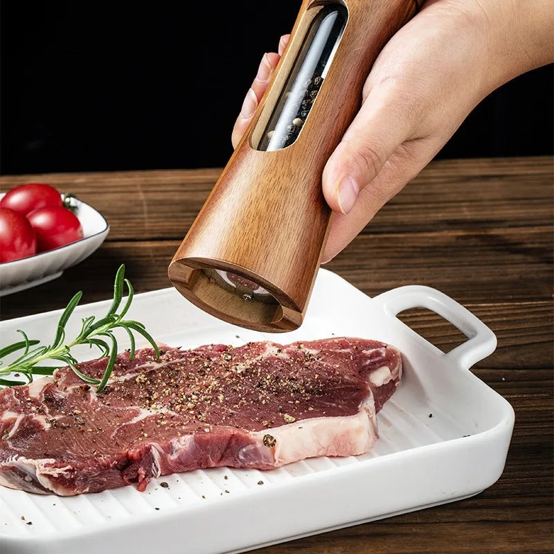 Vaxreen 8" Wooden Salt Pepper Grinder Set with Ceramic Core - Kitchen Essential
