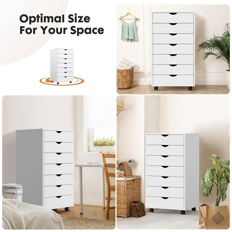 Vaxreen Wooden Dresser with Drawer Chest and Wheels for Bedroom Organization