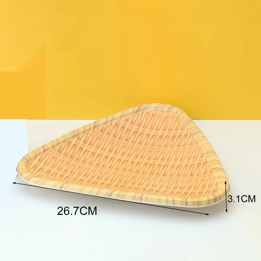 Vaxreen Bamboo Style Round Plate Easy Clean Handwoven Snacks Tray