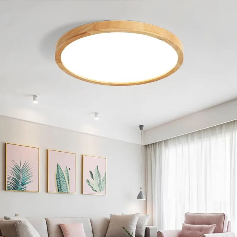 Vaxreen Nordic Wooden Ceiling Light Ultra-thin Modern Acrylic Lampshade for Living Room Bedroom