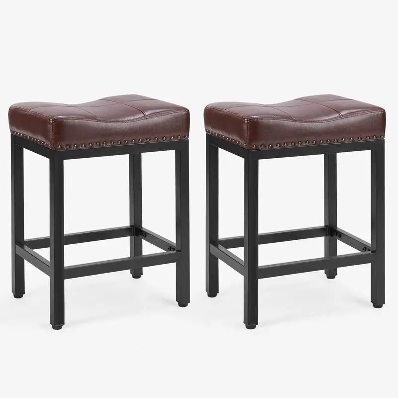 Vaxreen 24" Upholstered Bar Stools Set of 2 - Modern Metal Kitchen Counter Height