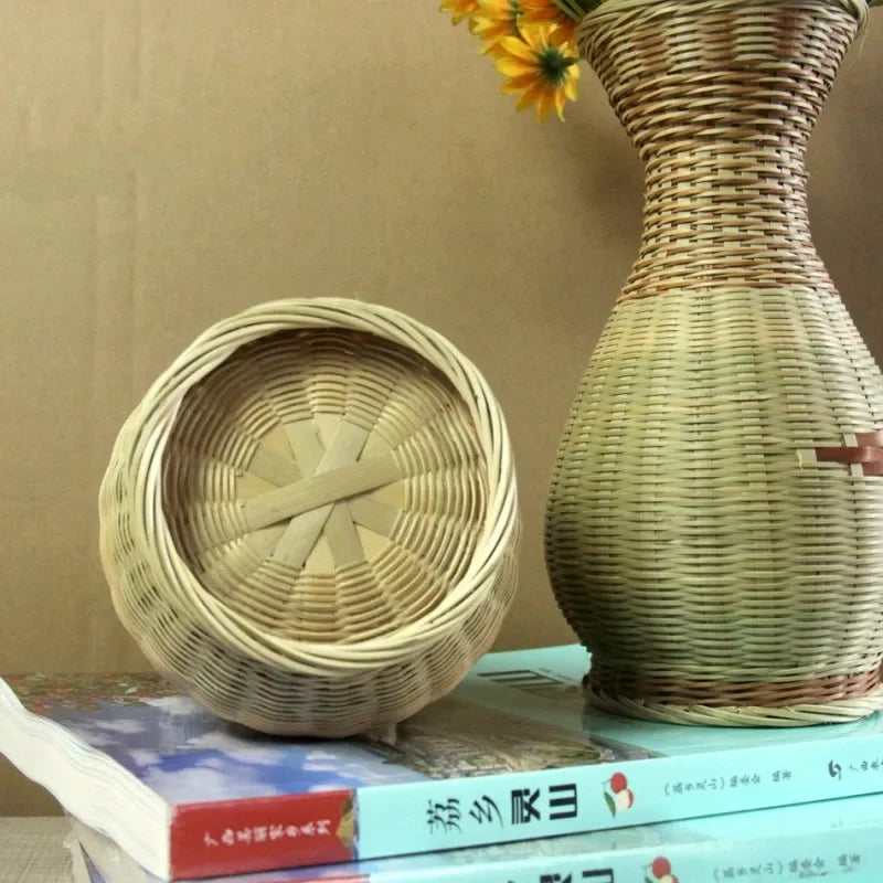 Bamboo Woven Vase by Vaxreen: Retro Style Minimalist Home Decor & Flower Arrangement