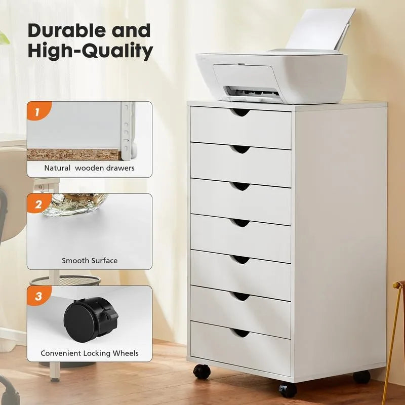 Vaxreen Wooden Dresser with Drawer Chest and Wheels for Bedroom Organization