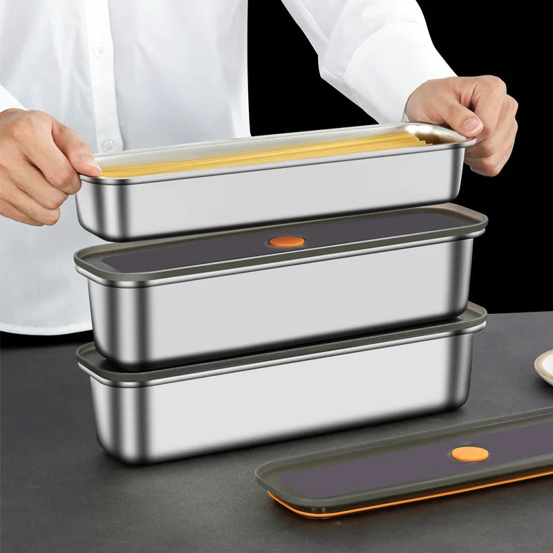 Vaxreen Stainless Steel Noodle Box: Vacuum Sealed Refrigerator Organizer