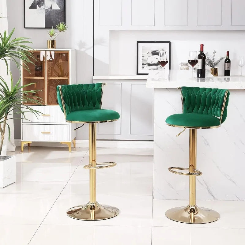 Vaxreen Modern Gold Swivel Barstools Set of 2, Adjustable Height with Backs