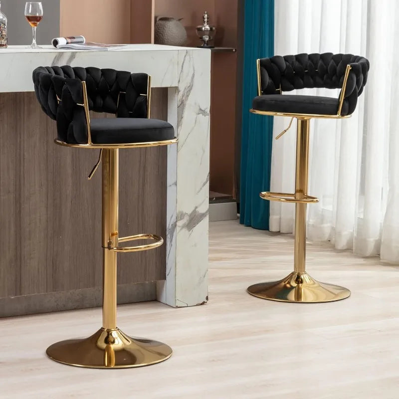 Vaxreen Velvet Swivel Barstools Set of 2, Adjustable Height, Modern Upholstered Design