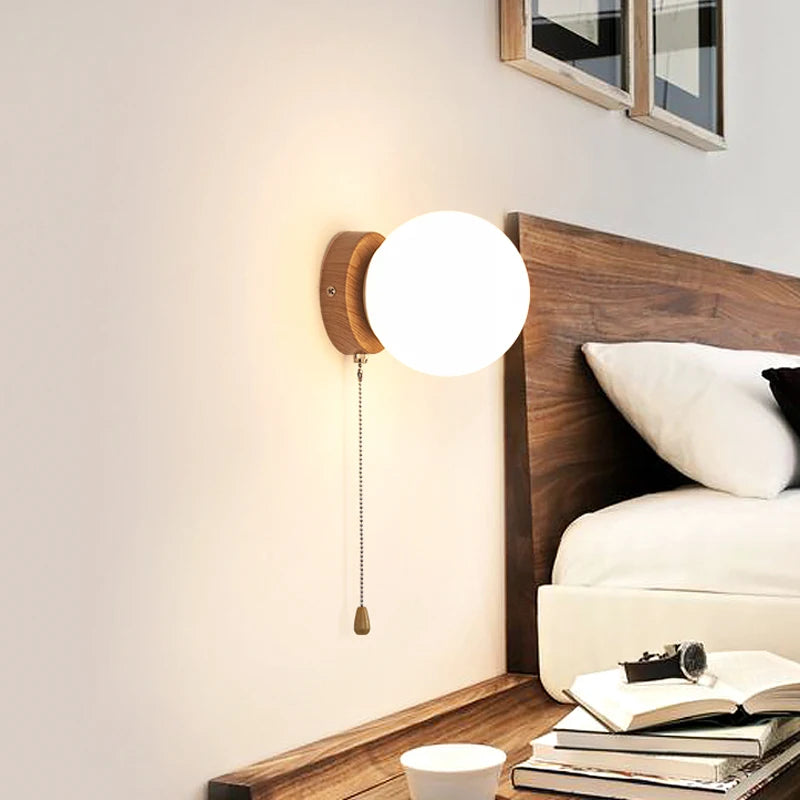 Vaxreen Nordic Glass LED Wall Lamps with Switch - Creative Bedroom Sconce