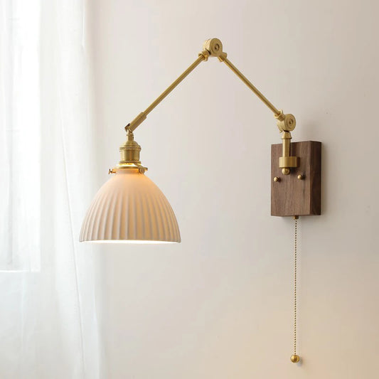 Vaxreen Nordic Copper Ceramic LED Bedside Wall Light Adjustable Switch E27
