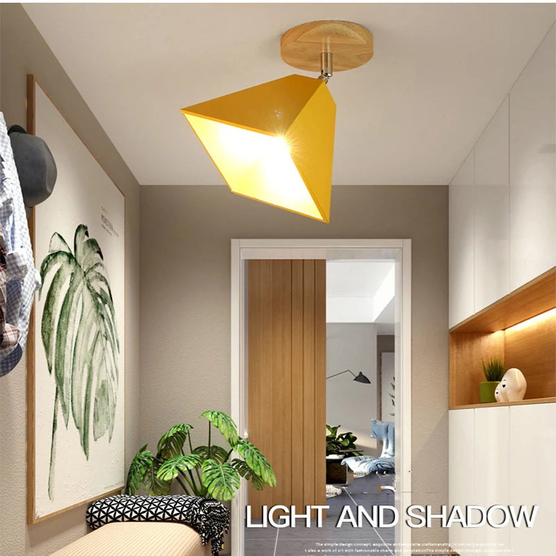 Vaxreen Macaron LED Wood Ceiling Light, Rotatable Modern Industrial Lamp