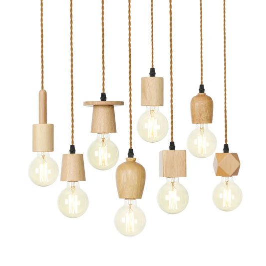 Vaxreen Nodric Wooden Pendant Light: Modern Hanging Lamp for Living Room & Kitchen