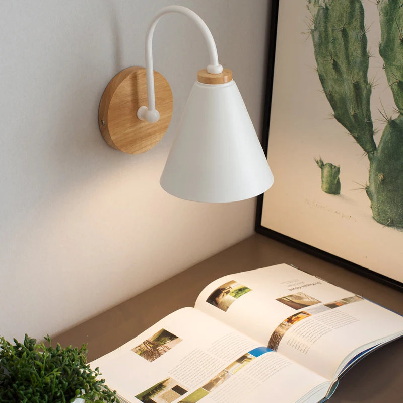 Vaxreen Wooden Wall Light Bedside Sconce Modern Nordic Macaroon Lamp