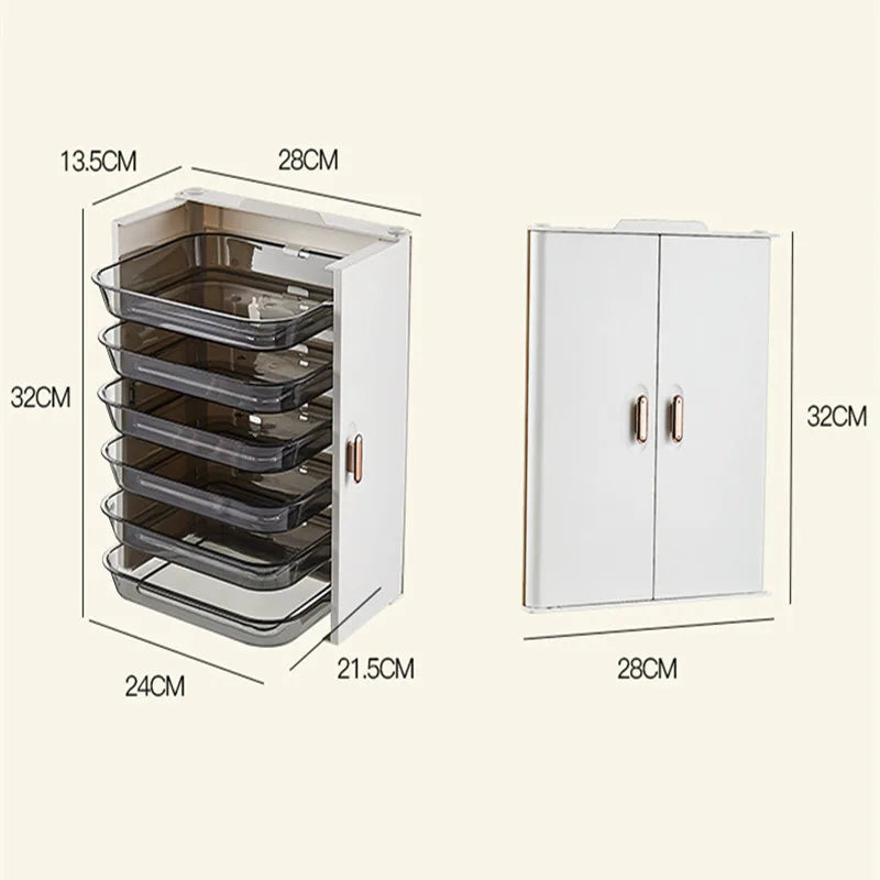 Vaxreen 6-Layer Plate Organizer Wall Mount Racks Kitchen Storage Tray