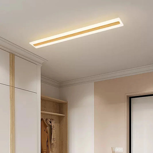 Vaxreen Wooden Strip LED Ceiling Light for Entryway Bedroom Corridor Minimalist Decor