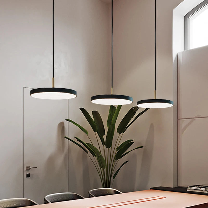 Vaxreen Nordic LED Pendant Light: Stylish Disc Hanging Fixture for Home Decor