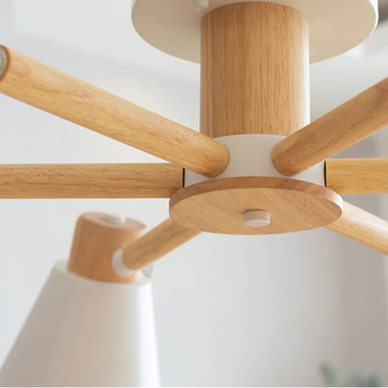 Vaxreen Nordic Wood Chandelier E27 Ceiling Lamp for Living Room Bedroom Restaurant