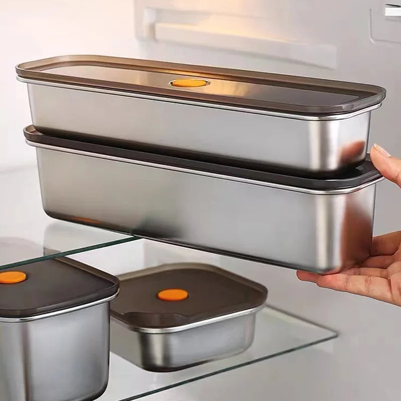 Vaxreen Stainless Steel Noodle Box: Vacuum Sealed Refrigerator Organizer