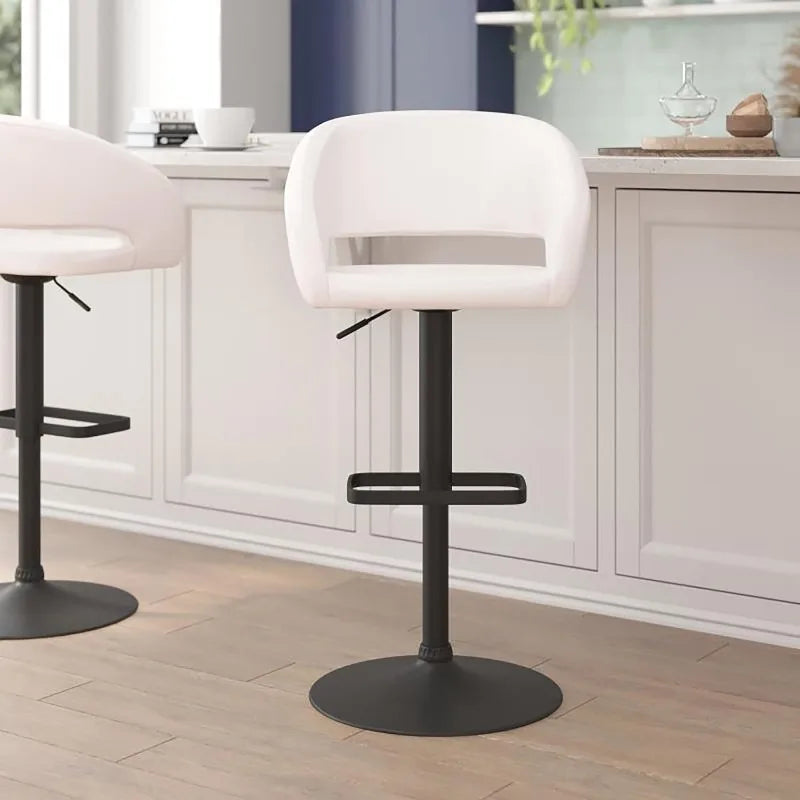 Vaxreen Gray Fabric Barstool with Rounded Mid-Back, Adjustable Height & Foot Rest