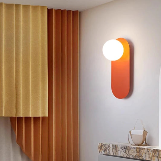 Vaxreen Glass Orange LED Wall Sconce for Aesthetic Lighting in Bedrooms, Living Rooms