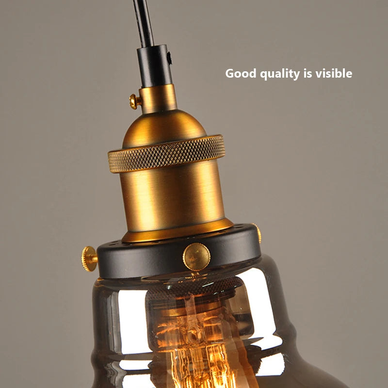 Vaxreen Smoke Grey Glass Pendant Light Loft Luminaire for Modern Home Decor