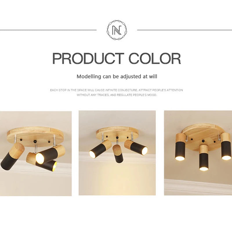 Vaxreen Modern Nordic Wooden Ceiling Lamp | LED Spotlight for Bedroom, Dining Room