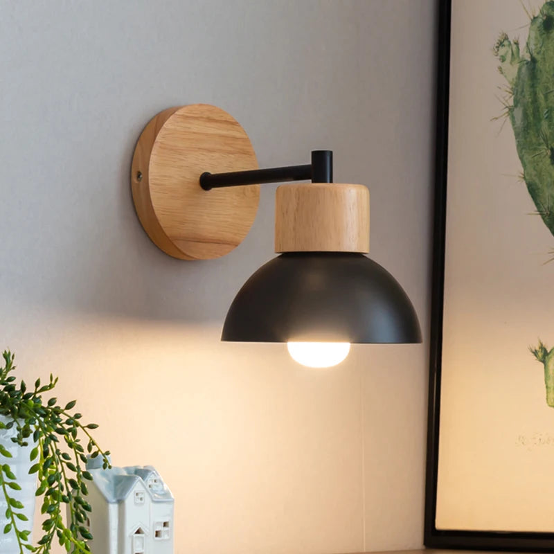 Vaxreen Wooden LED Wall Sconce with Bulb, Modern Nordic Design for Home Lighting